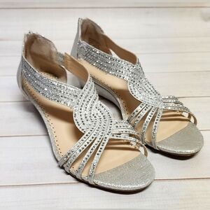 Charter Club Ginifur Silver Wedge Sandals Size 10 - New Without Box